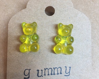 Yellow GUMMY BEAR Earrings - Handmade Post Earrings