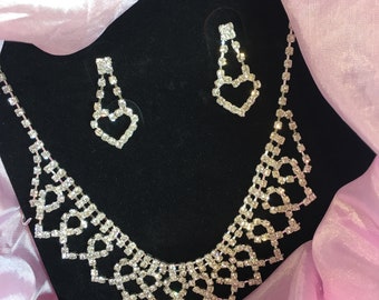 Crystal Rhinestone Three Piece Jewelry Set - Sparkling Vintage Look - Crafting Scrapbooking Bling