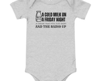 Cold Milk On A Friday Night Baby short sleeve one piece, Chicken Fry, Country Music Baby, Gift for Country Parents, Western baby