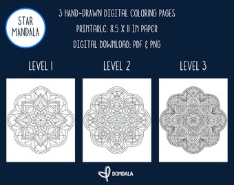 Hand Drawn Digital Mandala Coloring Pages - Claw - Etsy