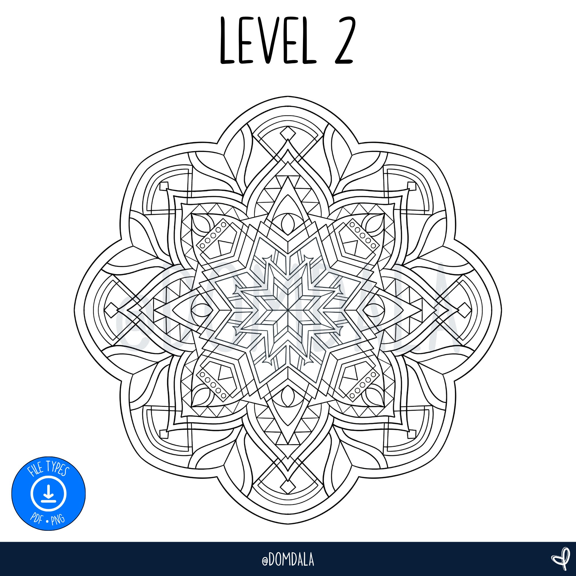 Hand Drawn Digital Mandala Coloring Pages - Star - Etsy