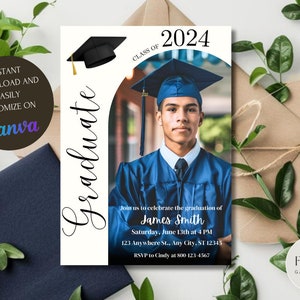 Invito alla festa di laurea 002V, modello di invito di laurea, diploma di scuola superiore, invito alla festa di laurea, modello modificabile, laurea