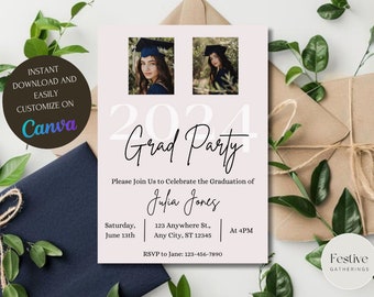 Graduation Party Invitation 001V, Graduation Invitation Template, high School Graduation, Graduation Party Invite, Editable Template.