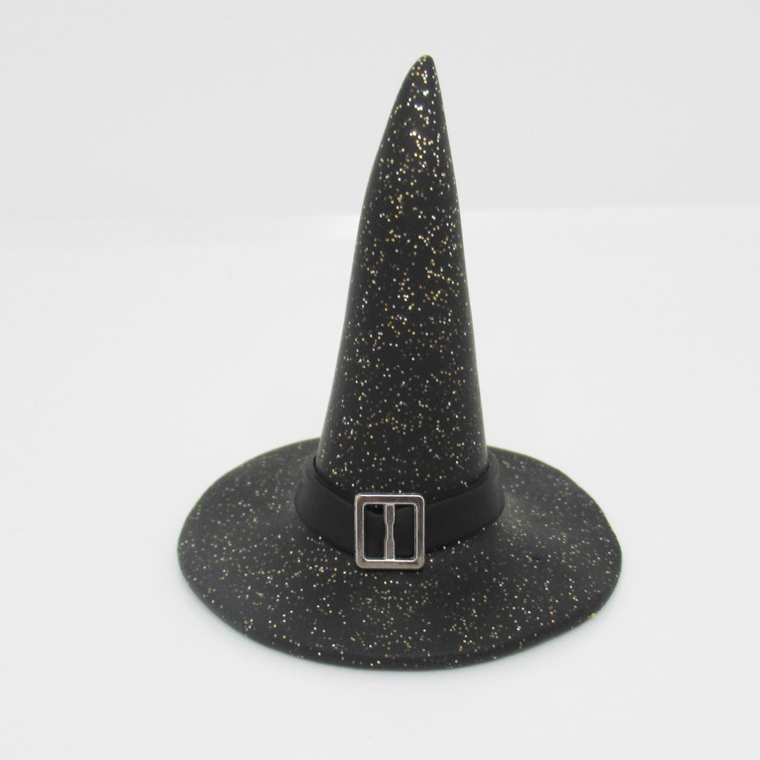 One Black Glittered Witch Hat Figurine With Silver Buckle - Etsy Australia