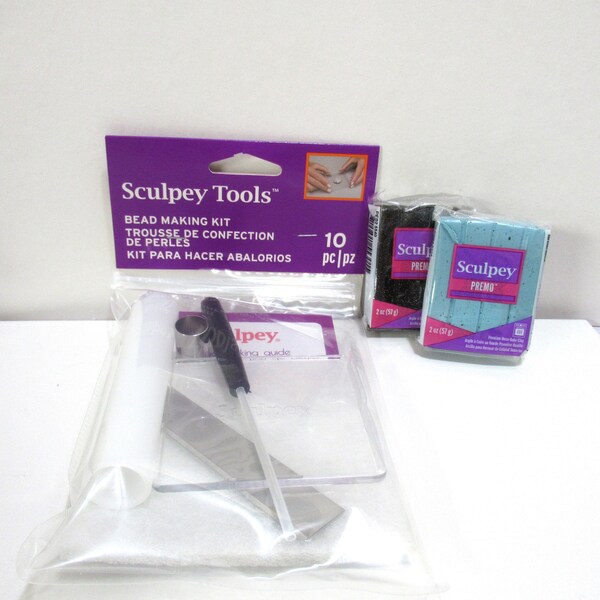 Sculpey tools bead making kit and starter kit and 2 blocks of polymer clay