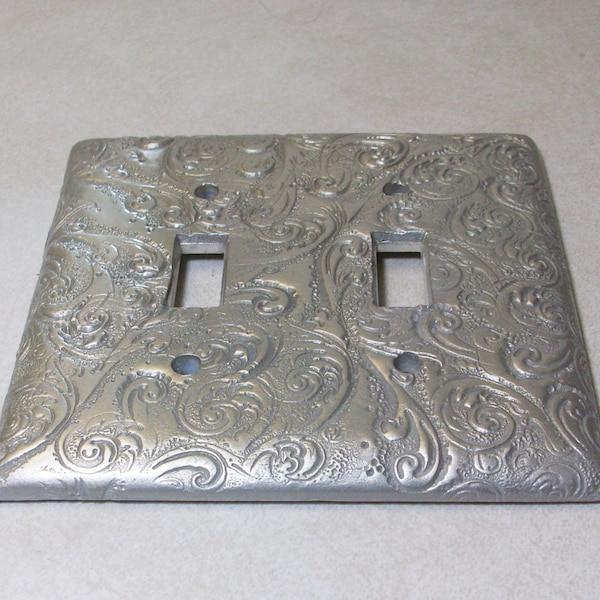 Silver Swirls double or single toggle light switch cover