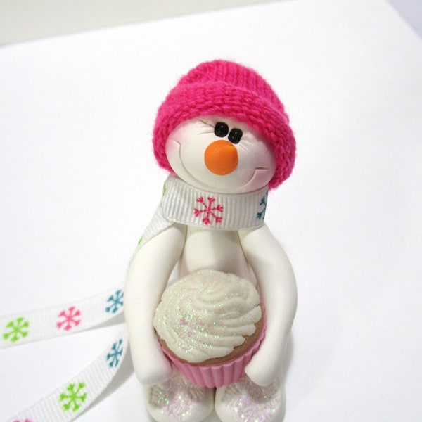 Cupcake Love snowman ornament