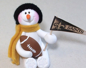 New Orleans Saints football: snowman ornament