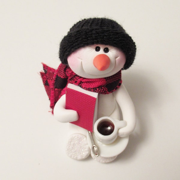 A good book and a cup of coffee are all I need Snowman ornament
