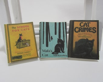 Set of 3 miniature cat books display books do not open