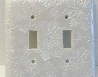 Snowflake pearled single or double toggle switch plate cover