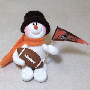 Cleveland Browns football snowman ornament