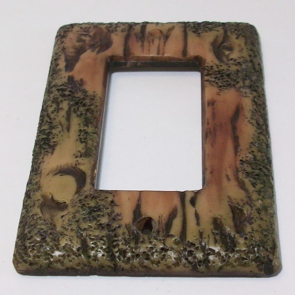 Bark of a tree light switch cover gfi or rocker switch plate