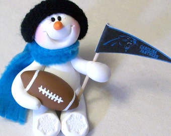 Carolina Panthers football snowman ornament