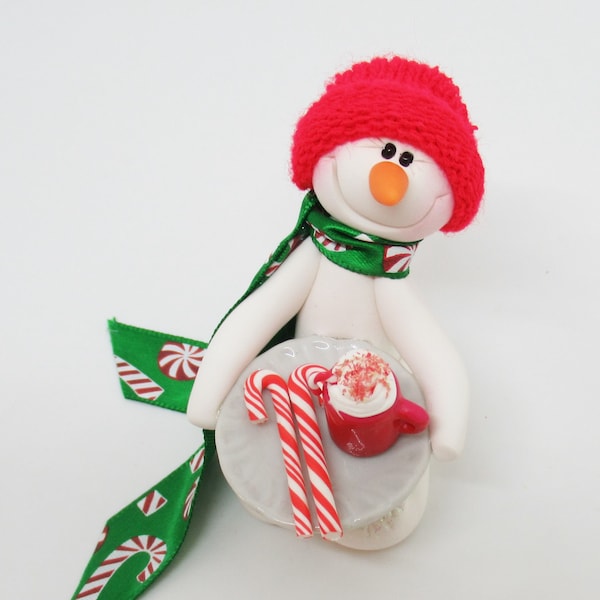 Snowman ornament and Peppermint hot cocoa mug