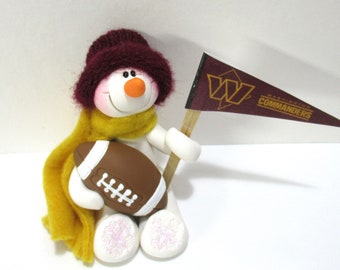 Washington Commanders football snowman ornament