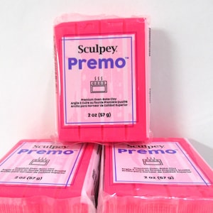 Pâte polymère Premo rose fluo, bloc de 60 g