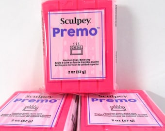 Fluorescent pink Premo 2 ounce block polymer clay