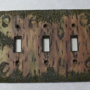 Corteza de una cubierta de interruptor de luz de árbol de palanca simple, doble o triple imagen 6