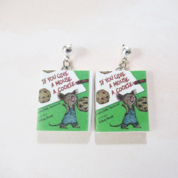 Boucles d’oreilles de livre miniature Si vous donnez un cookie à une souris