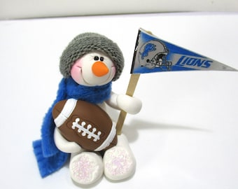 Detroit Lions football snowman ornament