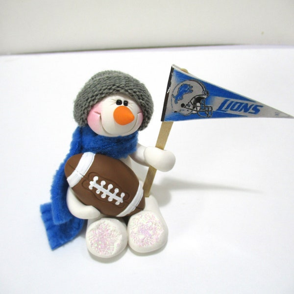 Detroit Lions football snowman ornament