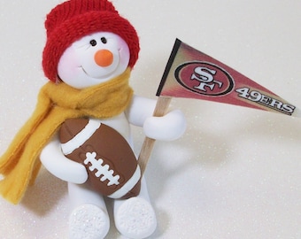 San Francisco 49ERS football snowman ornament