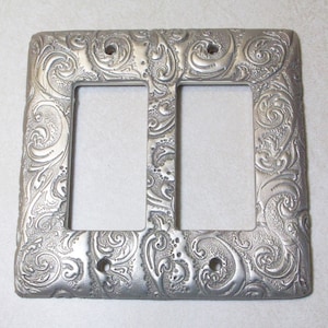 Silver Swirls single, double or triple toggle rocker light switch cover