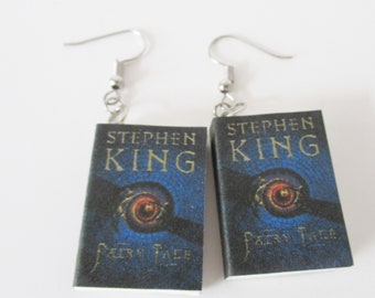 Fairy Tale Miniature Book earrings  Book Title Stephen King