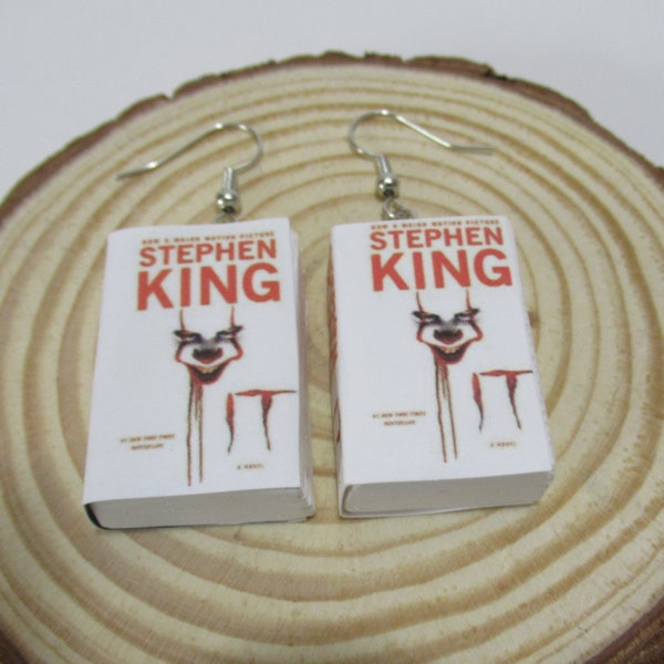 It Miniature Book earrings  Book Title Stephen King