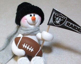 Oakland Raiders football: snowman ornament