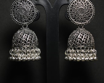 Oxidized silver plated earrings