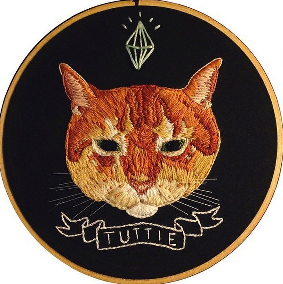 Items similar to CUSTOM Pet Portrait Embroidery 6" on Etsy