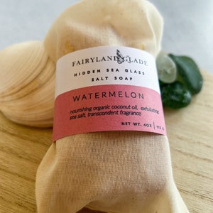 Watermelon Hidden Sea Glass Sea Salt Soap, Gift for Beach Lover, Fruity Soap, Summer Soap image 4
