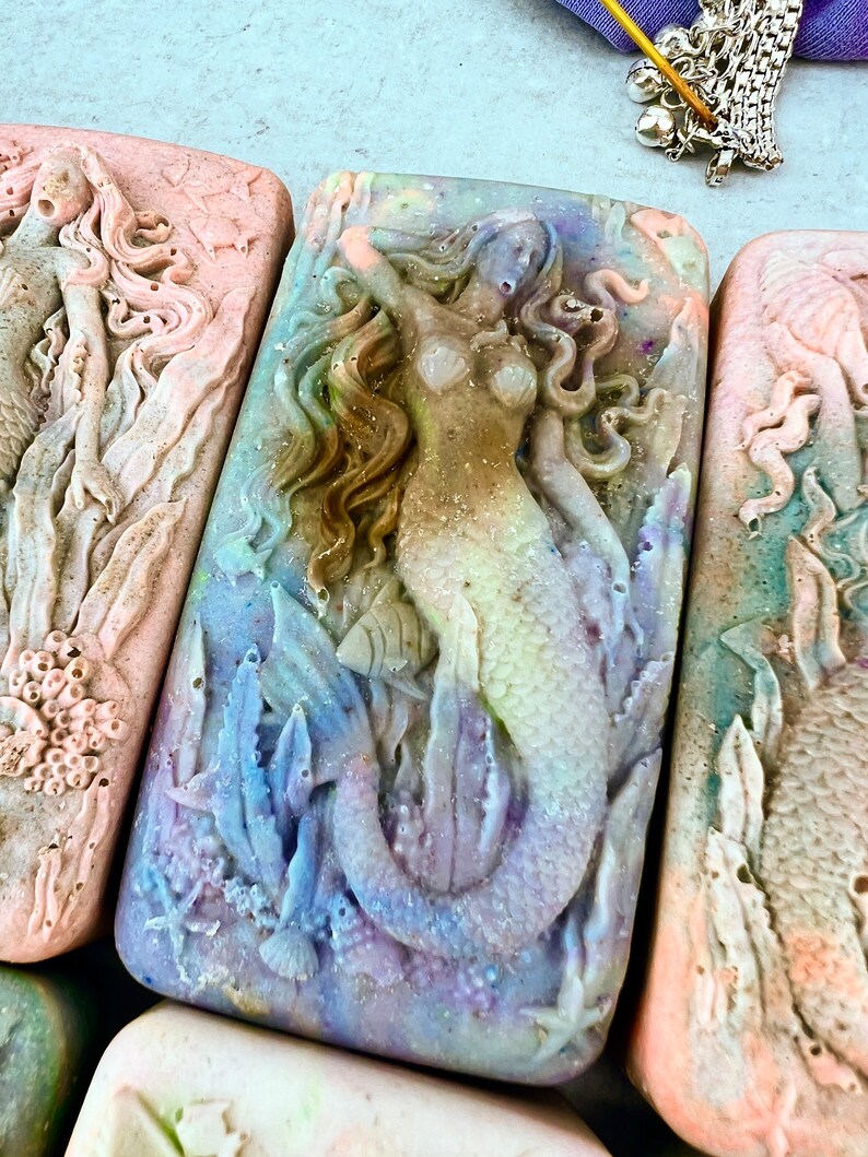 90s Hippie Hidden Sea Glass Sea Salt Soap, Gift for Beach Lover, Deadhead Gift, Gift for Hippie image 6