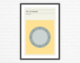 The Life Aquatic Minimalist Movie Poster, Wes Anderson
