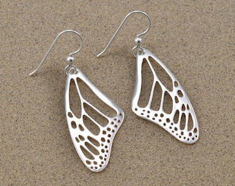 Monarch Wing Earrings - Sterling Silver - Lost Wax Cast