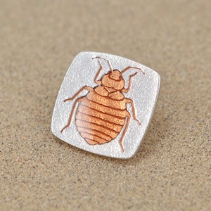 Bed Bug Pin - Sterling Silver - Lost Wax Cast with Resin Enamel