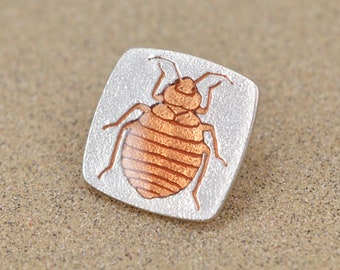 Bed Bug Pin - Sterling Silver - Lost Wax Cast with Resin Enamel