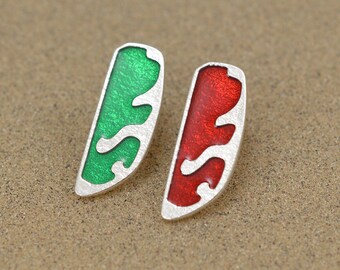 Tiger Beetle Elytron Pin - Sterling Silver and Resin Enamel - Cicindela formosa