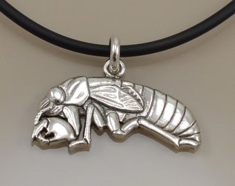 Cicada Nymph Pendant • Sterling Silver • Lost Wax Cast