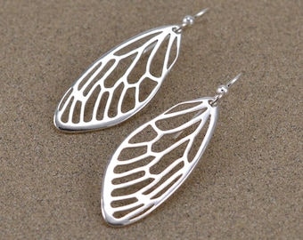 Cicada Wing Earrings - Sterling Silver - Lost Wax Cast