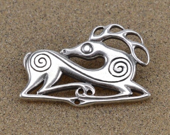 Scythian Stag - Sterling Silver Brooch - Lost Wax Cast