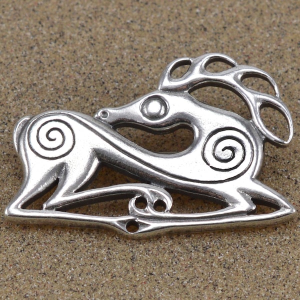 Scythian Stag - Sterling Silver Brooch - Lost Wax Cast