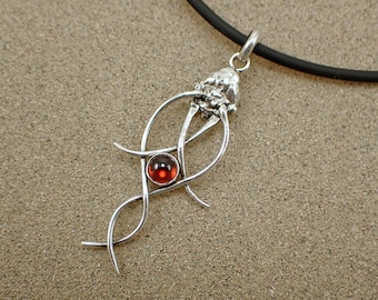 Fancy Dobsonfly Pendant - Sterling Silver - Lost Wax Cast - Chrysoprase or Garnet