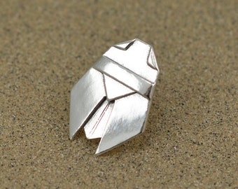 Origami Cicada Pin - Sterling Silver - Lost Wax Cast