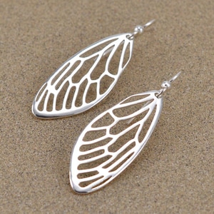 Cicada Wing Earrings - Sterling Silver - Lost Wax Cast