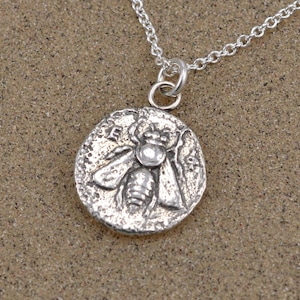 Ephesus Bee Coin Pendant - Sterling SIlver - Lost Wax Cast