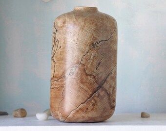 Unique Decorative Wooden Vase Handcrafted From Natural Spalted Beech - Rustic Home Decor Vase Made From Beech Wood