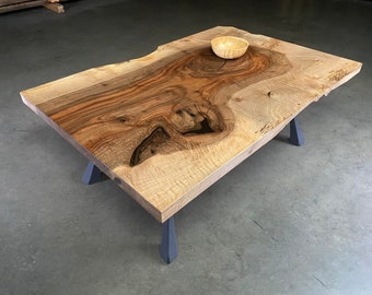 Bastogne Walnut Coffee Table Made From Single Solid Wood Slab - Handmade Coffee Table Made From Walnut Wood With Stunning Colors And Grain